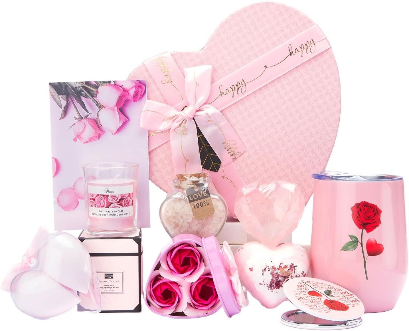 Gifts Box for Girlfriend Wife Lover Birthday Gifts for Women Heart-shaped Pink Rose SPA Love Gift Basket Love You Gifts Wedding & Engagement Valentines Gift Anniversary Romantic Birthday Present : Home & Kitchen
