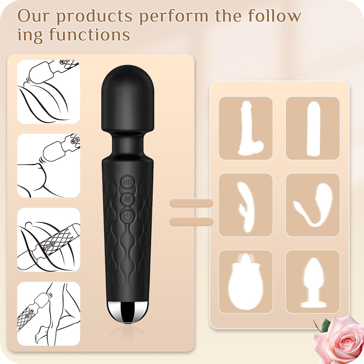 Vibrator Wand, clitoris massaging & stimulation Black (Health) - Image 9