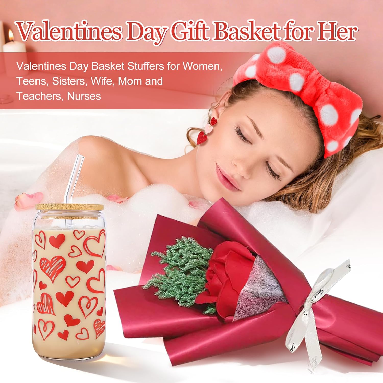 | Valentines Day Gifts for Her Basket - 11Pcs Valentines Basket for Women - Image 4