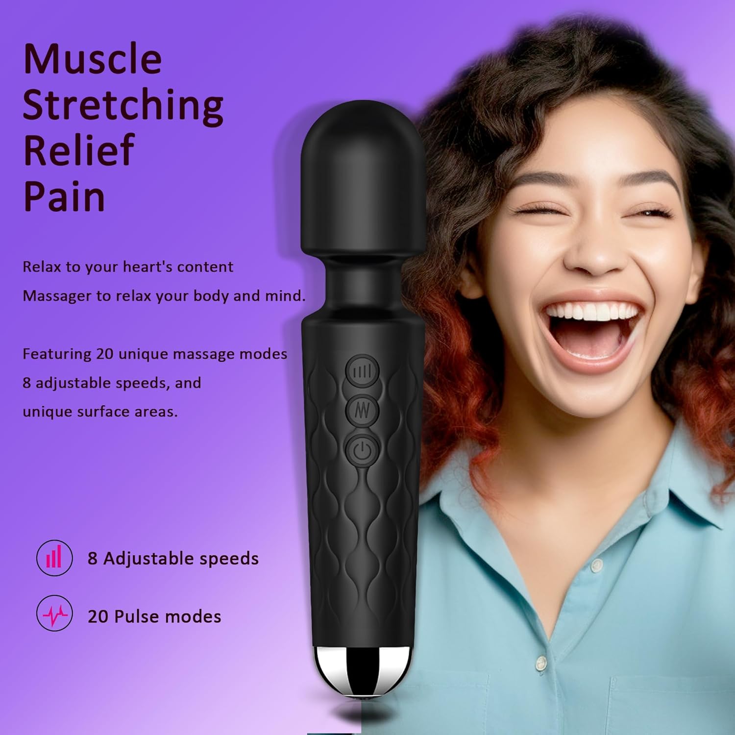Vibrator Wand, clitoris massaging & stimulation Black (Health) - Image 2
