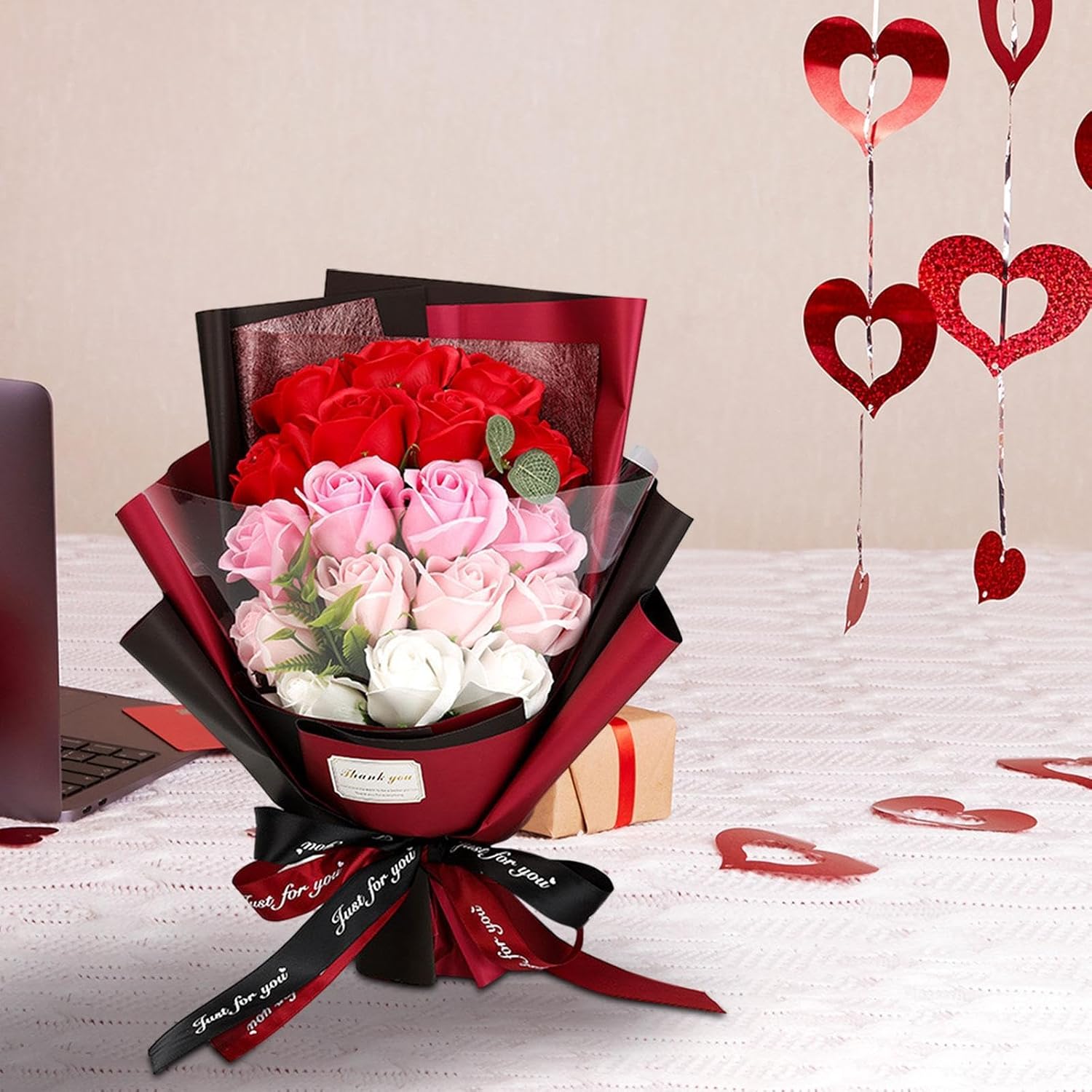 Artificial Flower - Preserved Red Rose Flowers with Love Necklace for Her Unique Gift for Birthday, Valentine's Day - Image 6