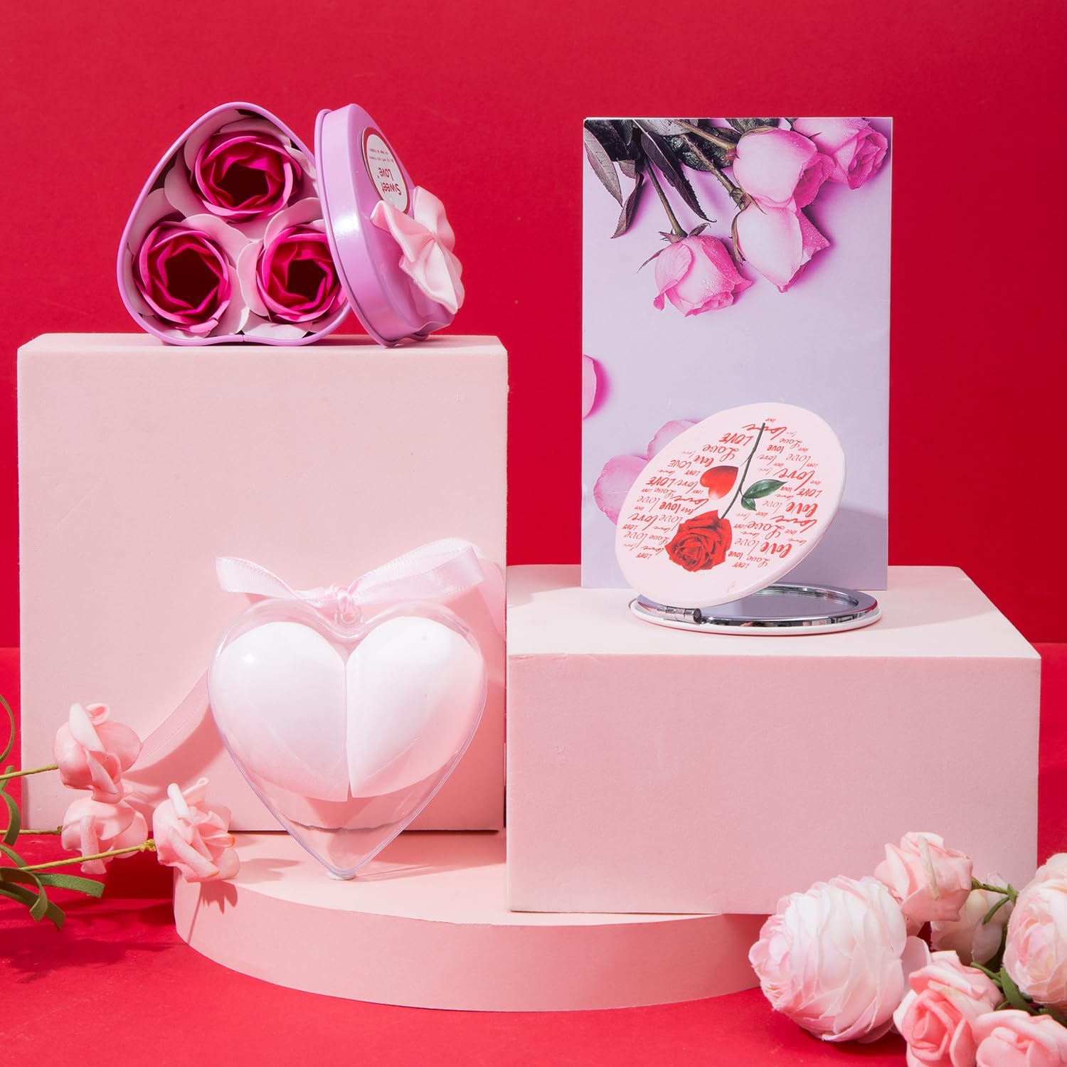 Gifts Box for Girlfriend Wife Lover Birthday Gifts for Women Heart-shaped Pink Rose SPA Love Gift Basket Love You Gifts Wedding & Engagement Valentines Gift Anniversary Romantic Birthday Present : Home & Kitchen - Image 4