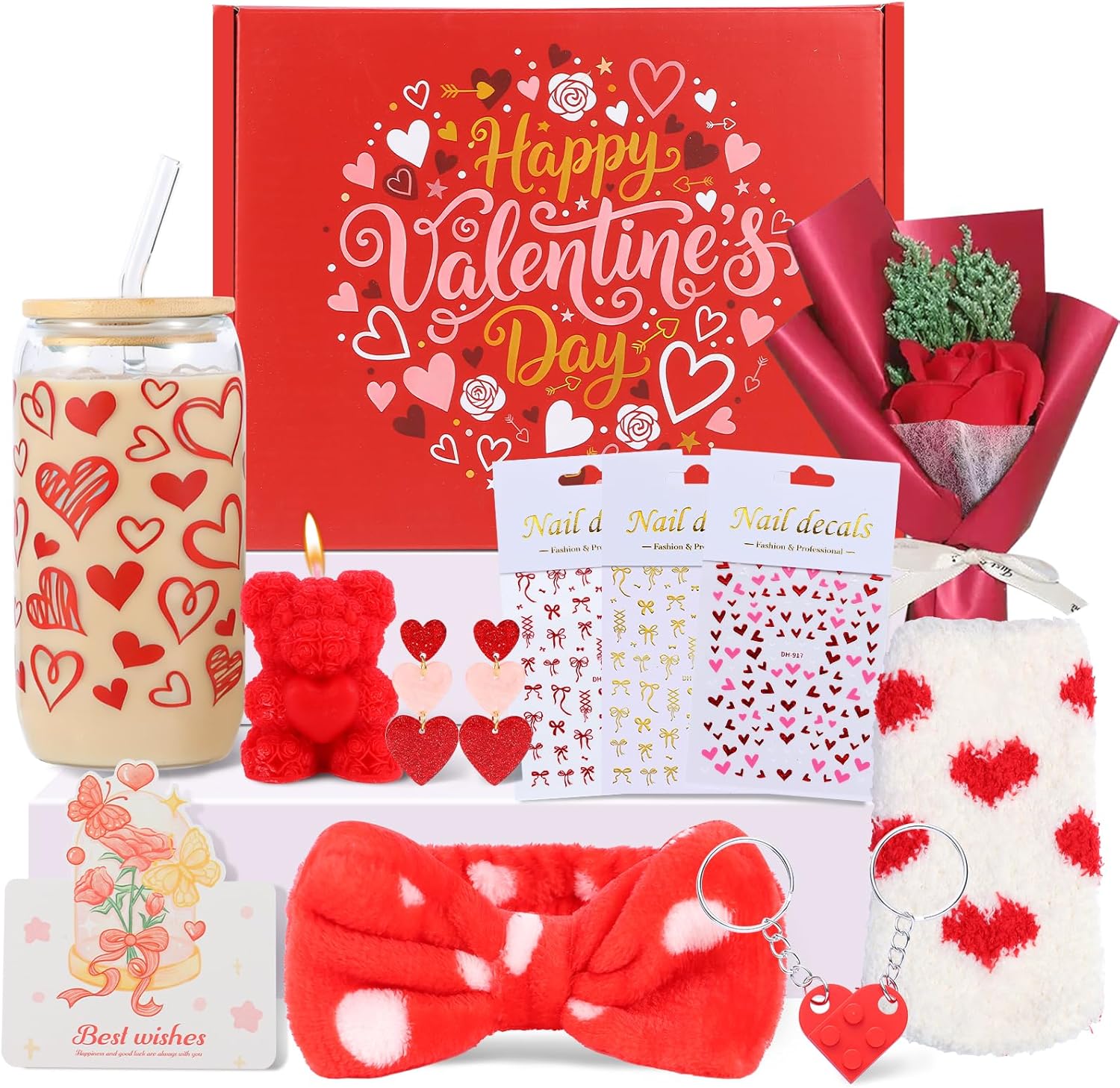 | Valentines Day Gifts for Her Basket - 11Pcs Valentines Basket for Women