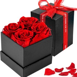 4 Red Rose in a box