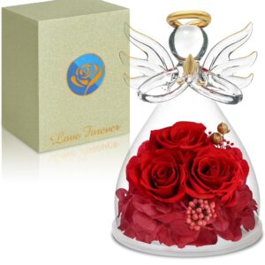 Preserved Rose in Glass Angel