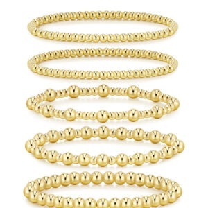 14K Gold Plated Beaded Ball Bracelets for women
