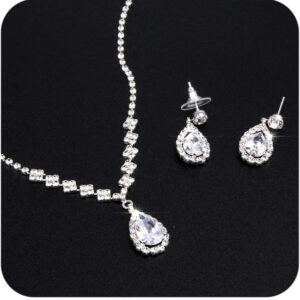 Bride Jewelry Set Silver Crystal