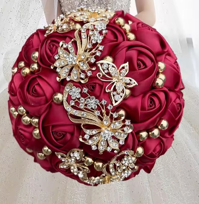 Pink and White Bridal And Bridesmaid Bouquet - Image 12