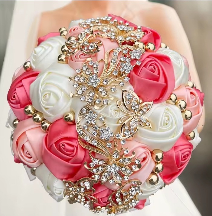 Pink and White Bridal And Bridesmaid Bouquet - Image 7