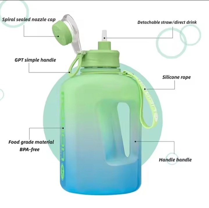 2 Liter Sport Water Bottle with Straw - Image 2
