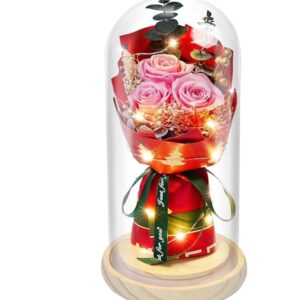 Preserved Glass Pink Flowers